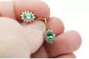 Earrings Vintage craft Emerald 14K Rose gold cec026r
